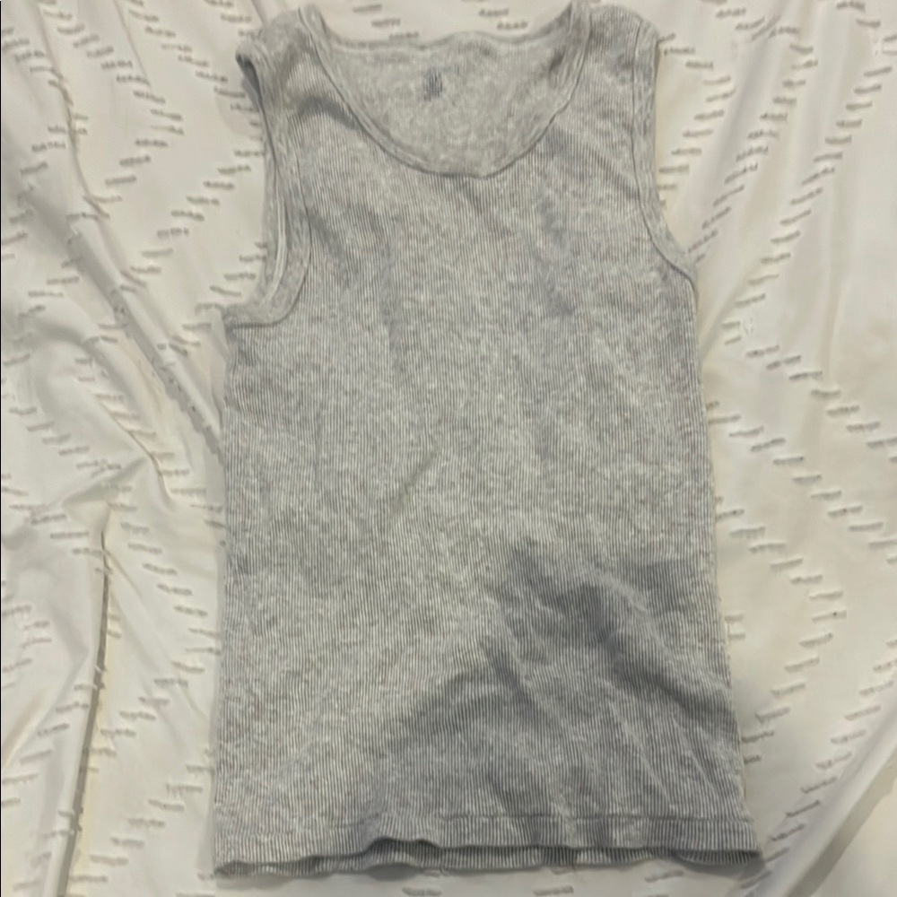 Gray Ribbed Tank Top